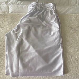 Galaxy Metallic White Athletic Shorts with Deep Pockets